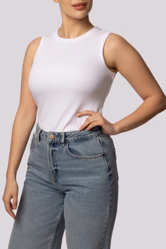 Потник на панделка Дамска тениска без ръкави Мона бяла