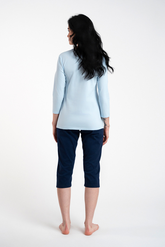 Arietta Дамска пижама с 3/4 ръкав и 3/4 панталон Италианска мода - синя 