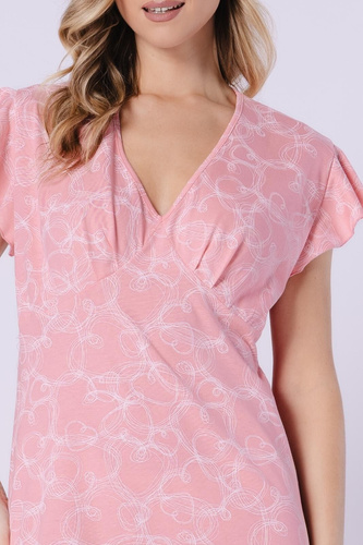 Marietta Leveza 1714 – дамска памучна нощница до коляното с V-деколте