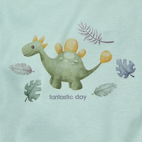 ABN-5566 Боди от органичен памук Dino Explorer, цвят Nini Mint – органичен памук, дълъг ръкав