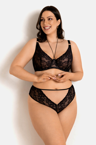 19235 Вълшебни бразилски слипове Милано – дантела, телесен тюл, златен акцент