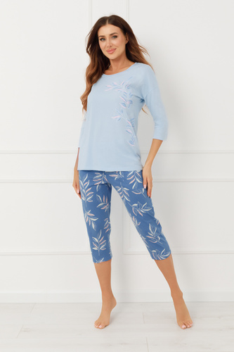 Дамска пижама ERULA Italian Fashion памук jersey ръкав 3/4 плюс сайз