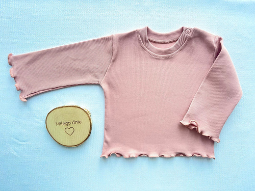 BI003 Блуза за момиче с дълъг ръкав Mamatti - светло розово