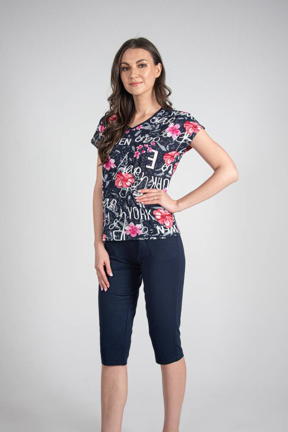 676 Дамска пижама Forex с подметка - тъмно синьо