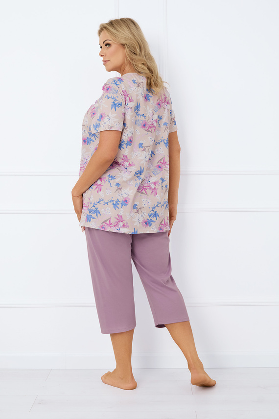 Inger Дамска пижама с къс ръкав и 3/4 панталон Италианска мода - принт/кожа 