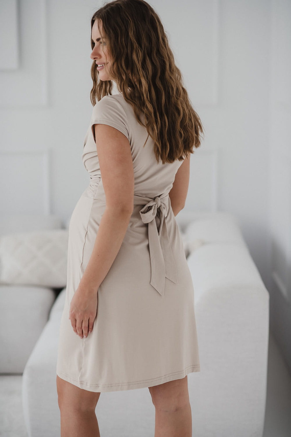 Loop рокля за бременни и кърмачки, къс ръкав, Milk&Love, светло бежова