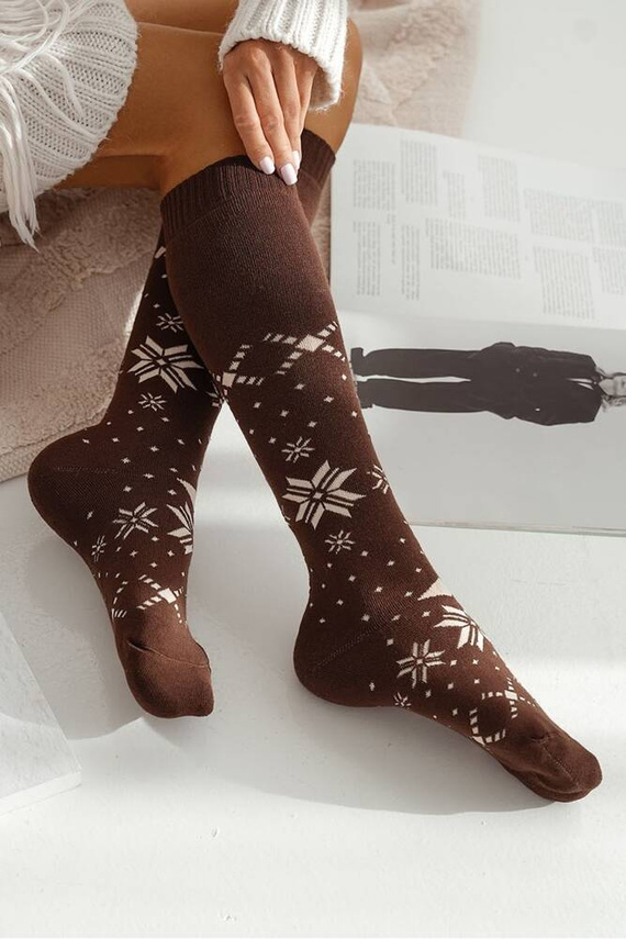 0309.002 Дамски чорапи до коляното Terry stars Milena - кафяви