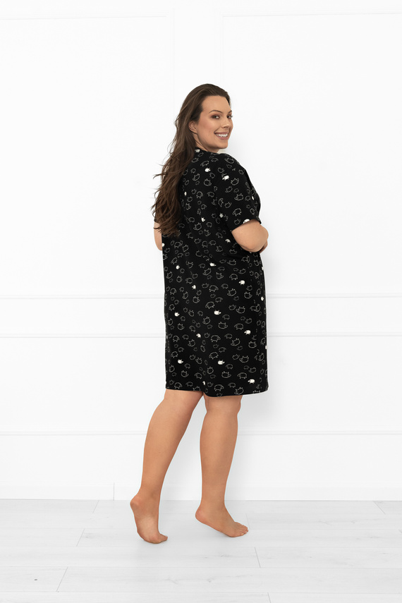 Дамска нощница Bonnie - памук MEGA SOFT, черна от овча кожа Италианска мода