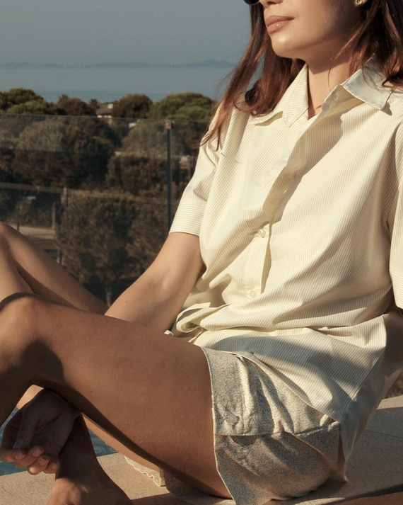 Дамска пижама Sensis Ophelia лимонена – 100% памук, лятна