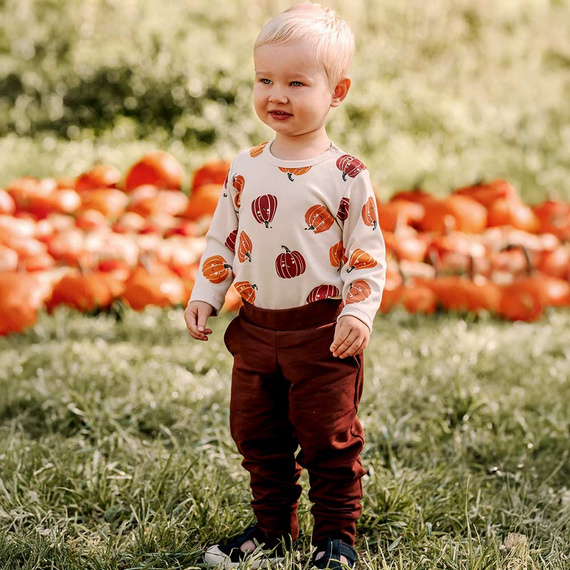 Бебешко боди „Хелоуин Иви“ – екрю, тикви, памук