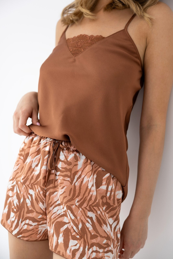 Sensis Velenisse Mocca дамска пижама с дантела и къси панталонки