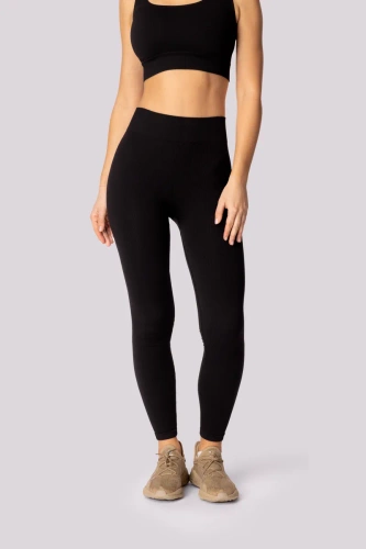 Ribbed legginsy damskie prążek Mona czarny
