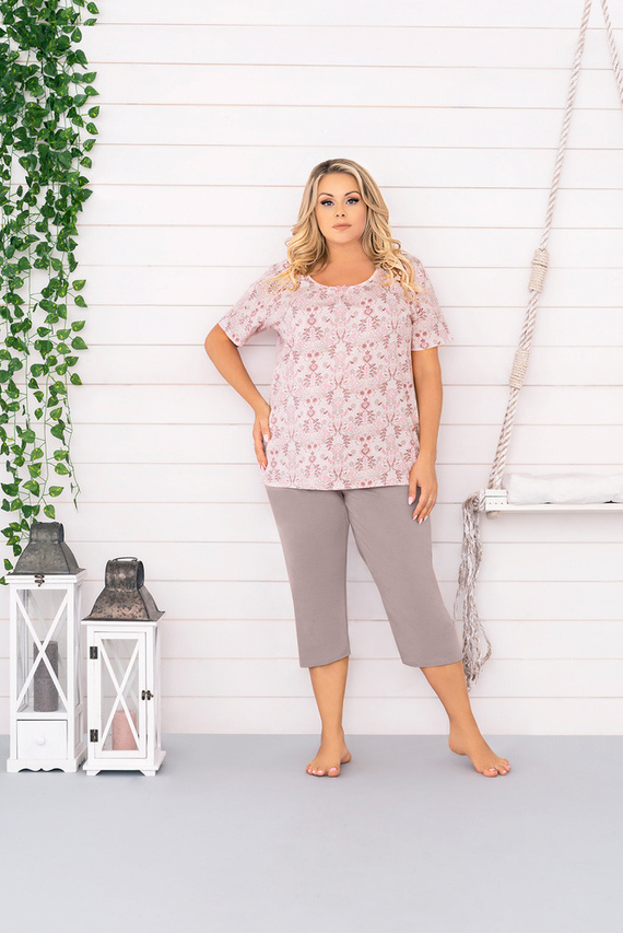 Kalmia Дамска пижама с къс ръкав, 3/4 панталон Италианска мода с щампа