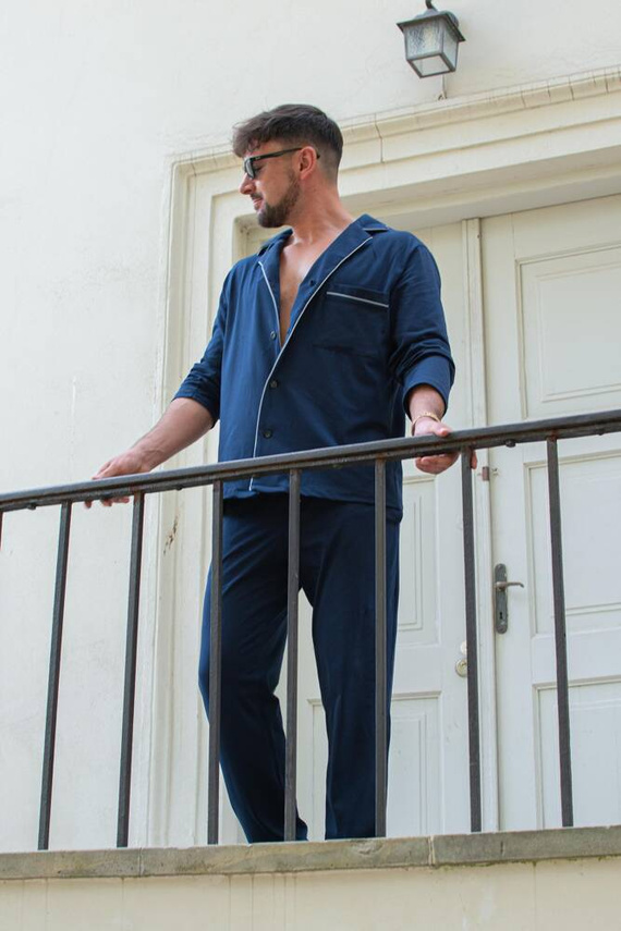 729 Norberto Мъжка пижама De Lafense - тъмно синьо