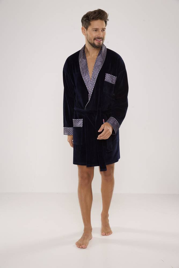 772 Мъжки форекс халат за баня Bonjour - тъмносин