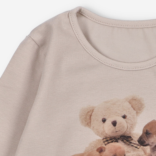 KAR-3005 Блуза с дълъг ръкав Lagarto Verde за момичета, бежова – стилна, памучна, полско производство