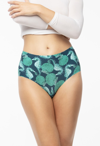 Sea Story Simple Дамски бикини Maxi Julimex - гладки, с висока талия, удобни, зелени