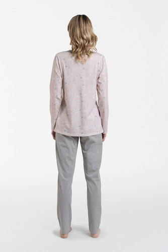 Simona Дамска пижама с дълъг ръкав и дълъг панталон Италианска мода - принт/меланж
