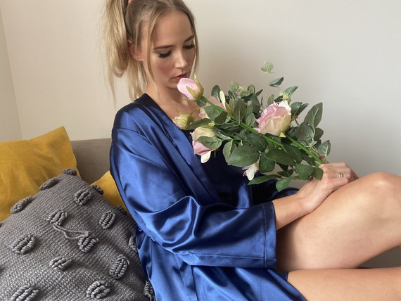 797 Класически дамски халат Forex - тъмносин