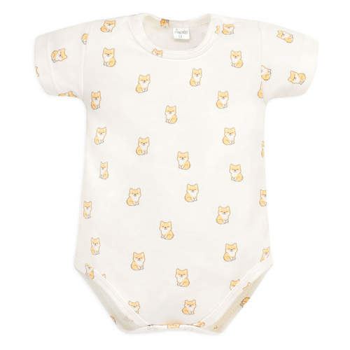 Прекрасно дневно боди с къс ръкав Пинокио ​​- екрю кучета