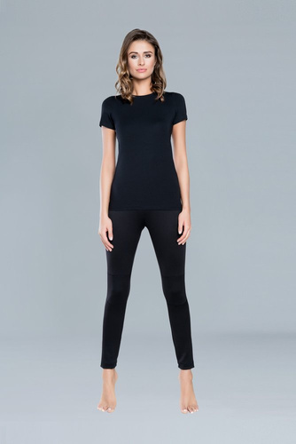 Ibiza Дамска тениска с къс ръкав Италианска мода - черна 