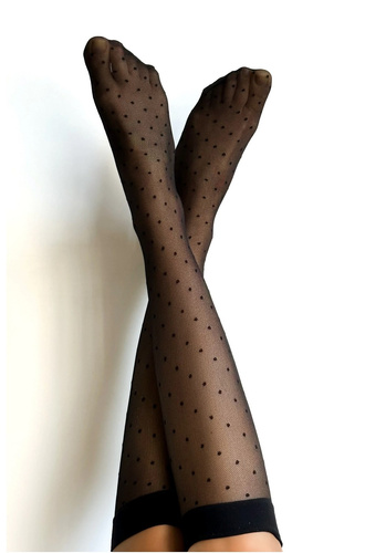 Чорапи до коляното Puntini Veneziana nero – деликатни, с некомпресивна лента | Комфорт и елегантност