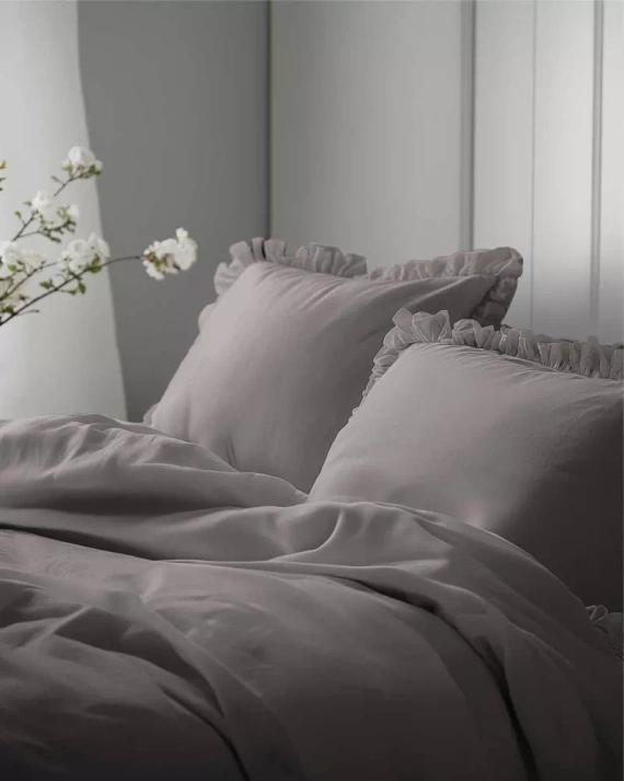 Pure 23 Едноцветно памучно спално бельо Detexpol тъмно сиво