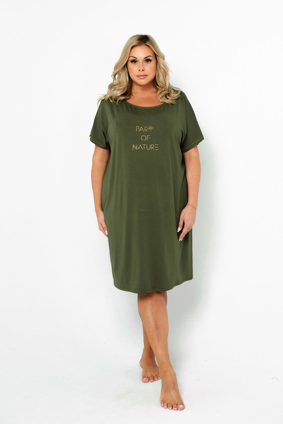 Natura Дамска нощница с къс ръкав Италианска мода - каки