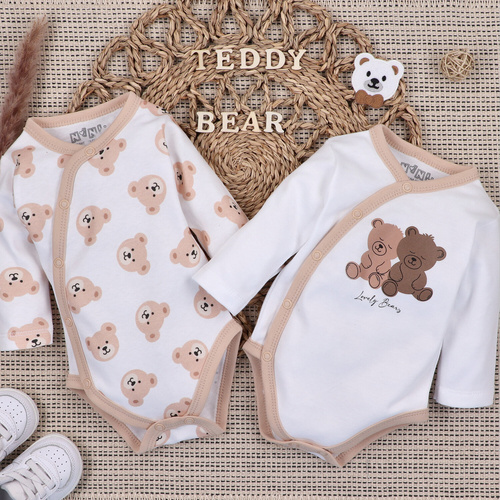 Бяло боди с плик от органичен памук Sweet Bears Nini