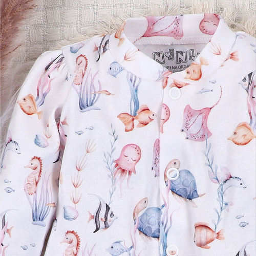 ABN-5482 Бебешки кафтан Underwater World Nini - органичен памук, удобни закопчалки