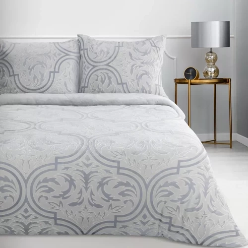 Спално бельо Flano 5 велур, евро перде орнаменти, сиво
