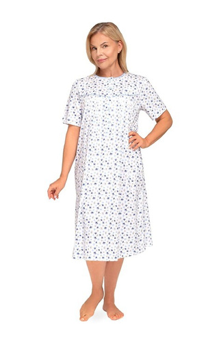 203 Bogna I Дамска нощница Мартел 32 синя – памук, къс ръкав, цип