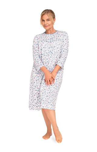 204 Bogna II Дамска нощница Мартел 30 синьо-розово – памук, дълъг ръкав, цип