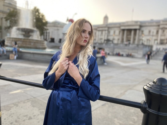 797 Класически дамски халат Forex - тъмносин