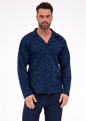 114/80 Мъжка пижама Cornette | Закопчава се с цип, 100% памук, яка и джобове