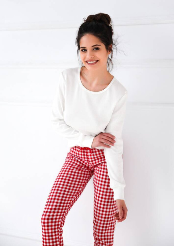 Sensis Perfect Дамска пижама - кремава и червена