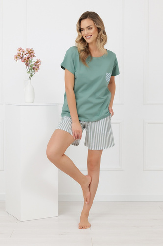 Дамска пижама Faro Italian Fashion 100% памук къс ръкав шорти