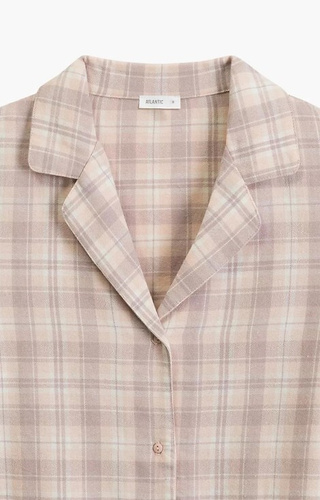 NLP-505 Дамска пижама Atlantic Lavender - фланелена, с копчета, карирана, памучна