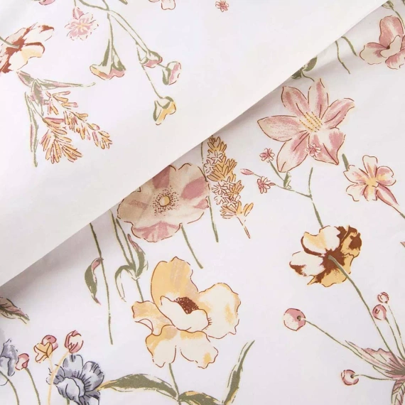 Сатенено спално бельо 1553/1 Satynlove 100% памук цветя комплект + калъфки 70x80