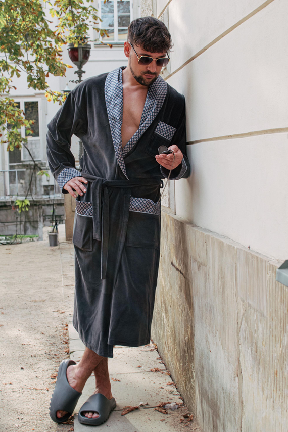 773 Мъжки форекс халат за баня Bonjour - графит