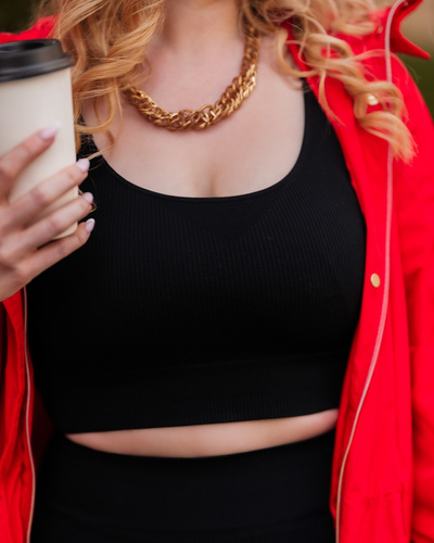 Ribbed top biustonosz sportowy prążek Mona czarny