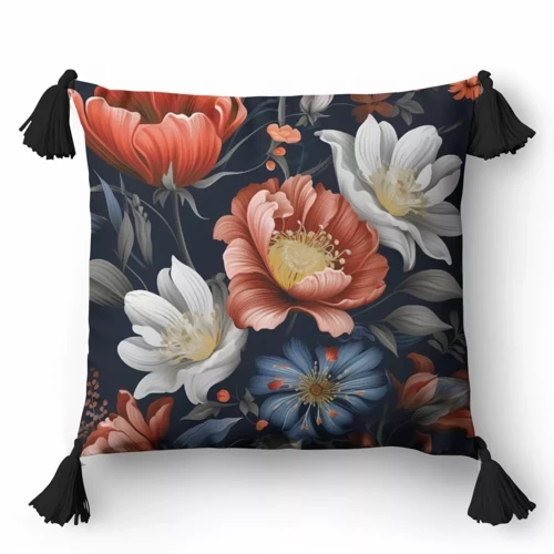 5401 B Декоративна калъфка за възглавница цветя Панама 58 Detexpol морско синьо