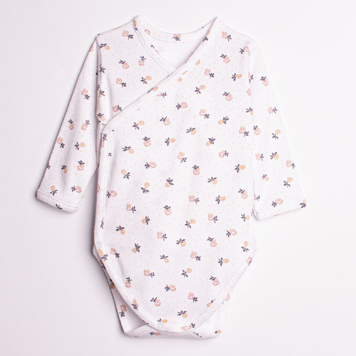 Боди за момиче с дълъг ръкав, памучно Nicol 220096 — цветен принт