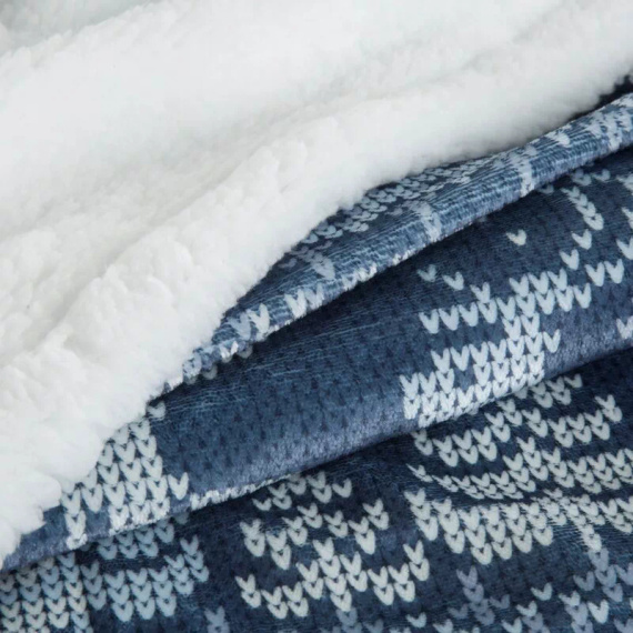 Коледно одеяло Eurofirany, бяло, тъмносиньо – меко микрофибърно одеяло, 240 г/м²