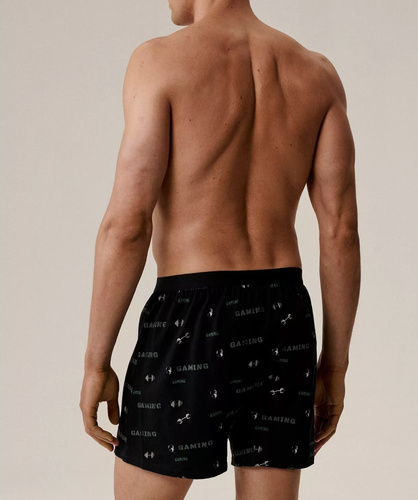 Мъжки боксерки 2MBX-084/25 Atlantic - памук, 2 бр., удобна кройка - черно каки