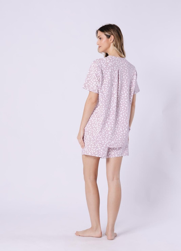 Дамска пижама Samanta 1709 Leveza – лятна, 100% памук, с копчета, къс ръкав и шорти, изключително удобна