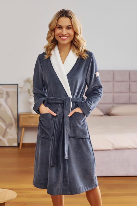 7182 Дамски халат Doctor Nap Plus Size - сив