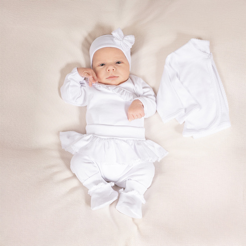 169061 Комплект за кръщене от 5 части Никол - бял