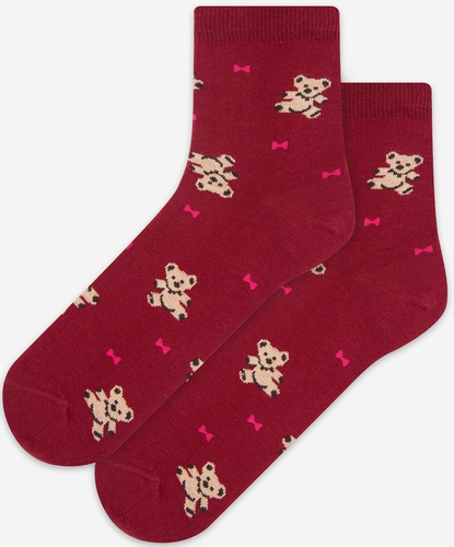 Дамски чорапи Wola Perfect Woman U84.01P beige 965– памучни, цветни мотиви, комфорт без притискане