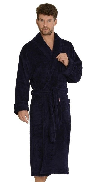 811 Мъжки плюшен халат De Lafense - тъмносин